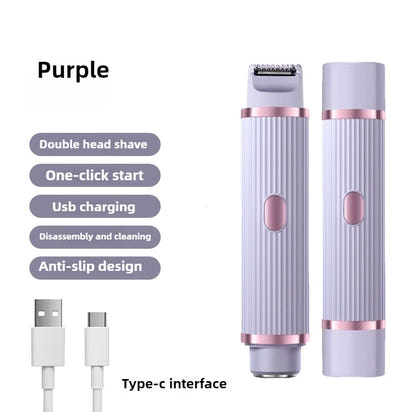 Electric Shaver for Women Waterproof Wet & Dry Hair Razors 2 in 1 Double Head Dual Bikini Hair Trimmer Detachable Head Shaver
