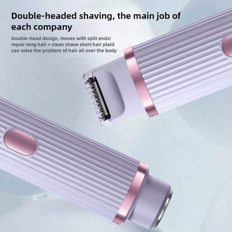 Electric Shaver for Women Waterproof Wet & Dry Hair Razors 2 in 1 Double Head Dual Bikini Hair Trimmer Detachable Head Shaver
