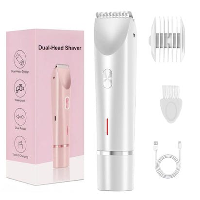 Electric Razors for Women 2 in 1 Electric Shaver for Pubic Hair Trimmer IPX7 Waterproof Wet&Dry Use Bikini Shaver for Body