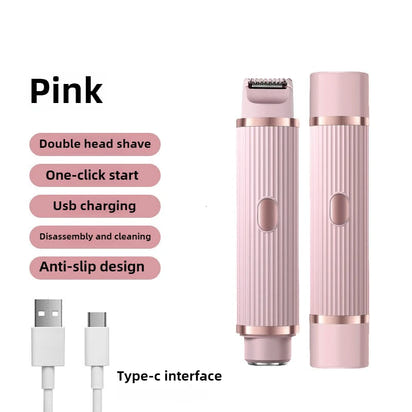 Electric Shaver for Women Waterproof Wet & Dry Hair Razors 2 in 1 Double Head Dual Bikini Hair Trimmer Detachable Head Shaver