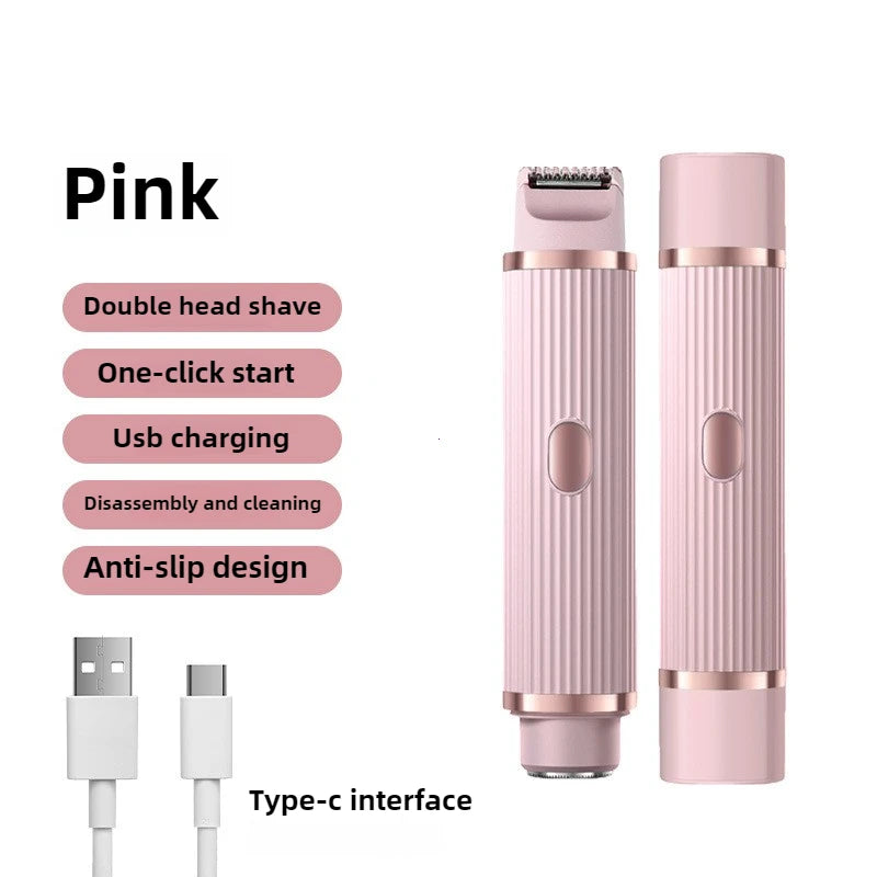 Electric Shaver for Women Waterproof Wet & Dry Hair Razors 2 in 1 Double Head Dual Bikini Hair Trimmer Detachable Head Shaver