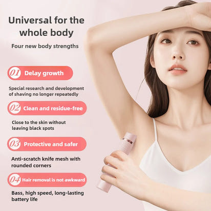 Electric Shaver for Women Waterproof Wet & Dry Hair Razors 2 in 1 Double Head Dual Bikini Hair Trimmer Detachable Head Shaver