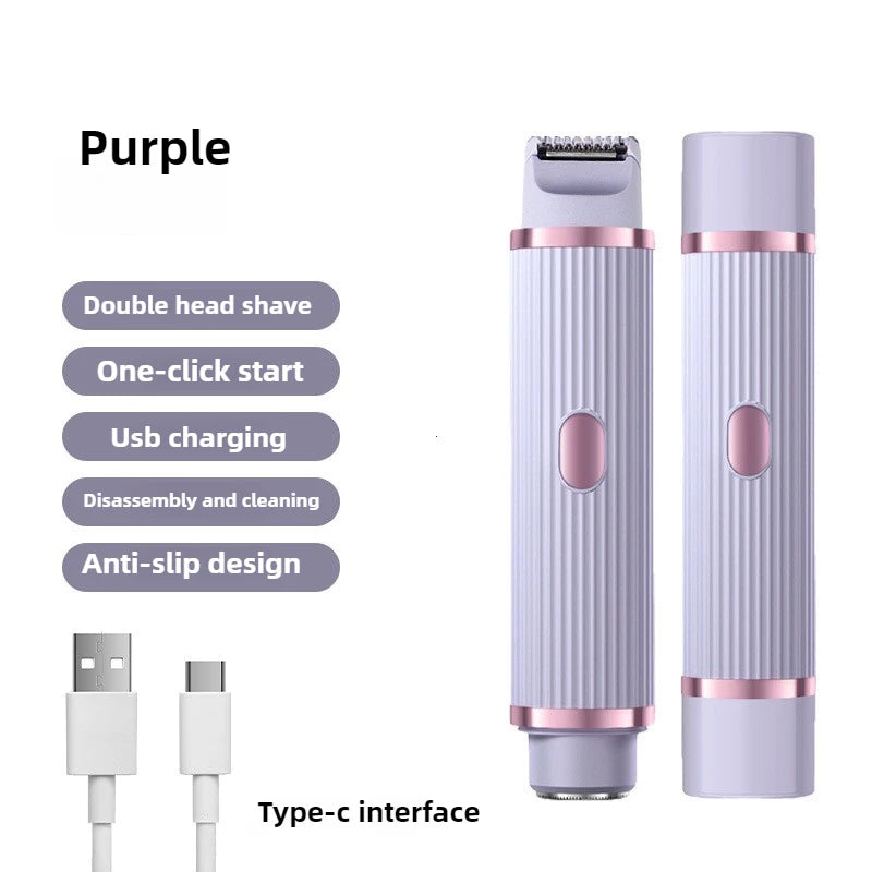Electric Shaver for Women Waterproof Wet & Dry Hair Razors 2 in 1 Double Head Dual Bikini Hair Trimmer Detachable Head Shaver