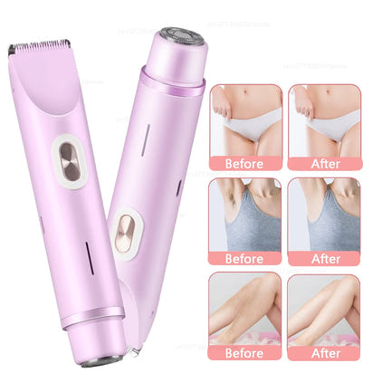 Electric Razors for Women 2 in 1 Electric Shaver for Pubic Hair Trimmer IPX7 Waterproof Wet&Dry Use Bikini Shaver for Body