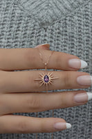 Sterling Silver North Star Necklace Purple Stone Celestial Pendant